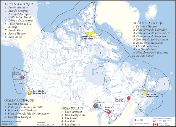 Figure 3 : Réseau des aires marines nationales de conservation du Canada