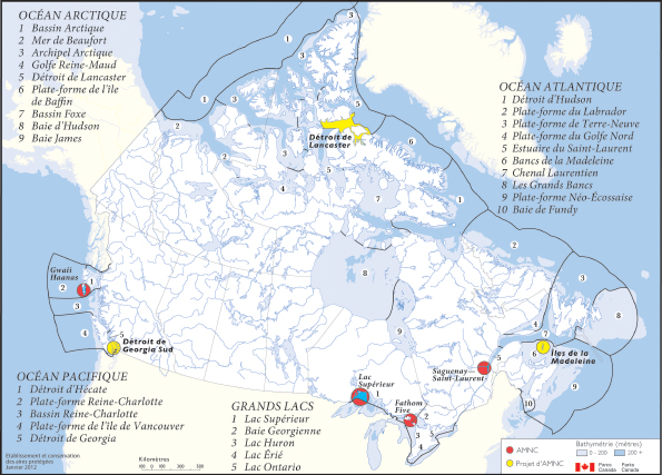 La figure 3 présente le plan du réseau des aires marines nationales de conservation du Canada