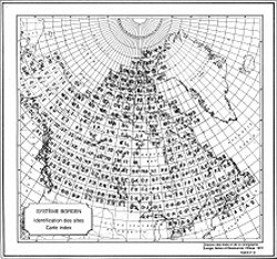 Carte du Canada illustrant le système de ré-férence Borden pour les sites archéologiques au Canada