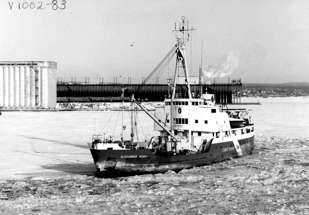 Black and white photo of a Coast Guard ship
