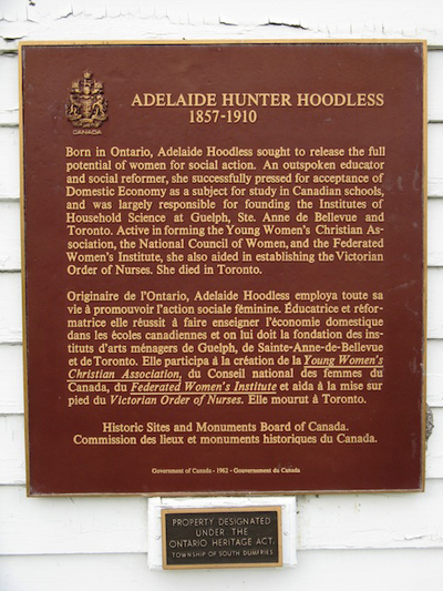 Plaque commémorative pour le personnage historique national de Adelaide Hunter Hoodless