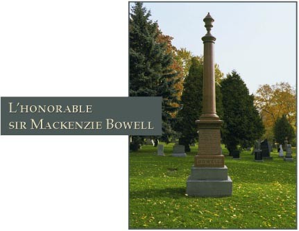 Photographie du lieu de sépulture de L'Honourable Sir Mackenzie Bowell