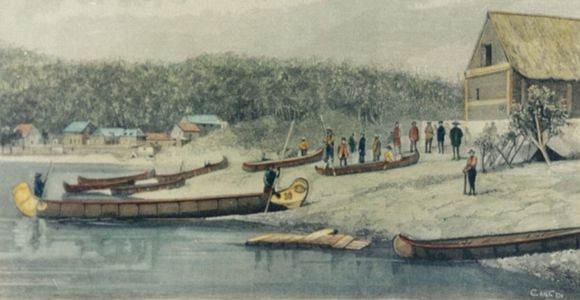 Dessin de Voyageurs à Fort Témiscaminque
