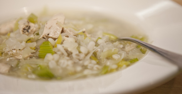 Soupe Macdonell aux poireaux et au poulet