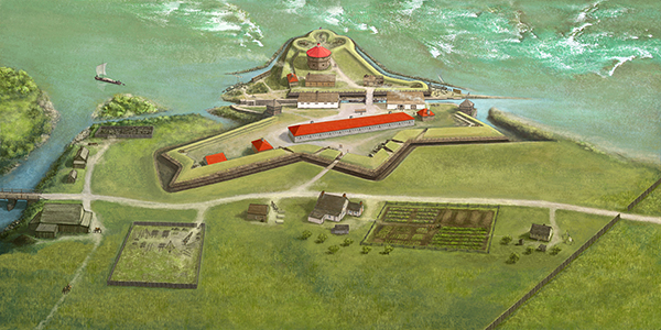 Le fort de Coteau-du-Lac : plan du circuit extérieur
