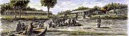 Les premières installations de la station de quarantaine sur la Grosse-Île, en 1832