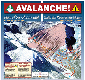 Carte des zones d'avalanche au les  sentiers du « salon de thé »