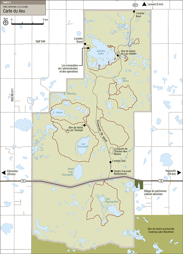 Carte 2 : Parc national Elk Island — La version textuelle suit.