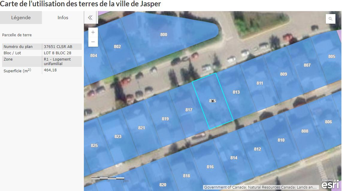 Carte d’utilisation des terres de la ville de Jasper