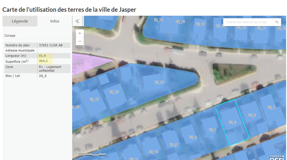 Carte d’utilisation des terres de la ville de Jasper