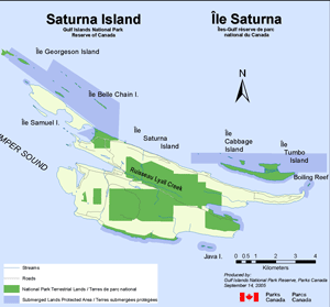 Carte de l'île Saturna et des environs 