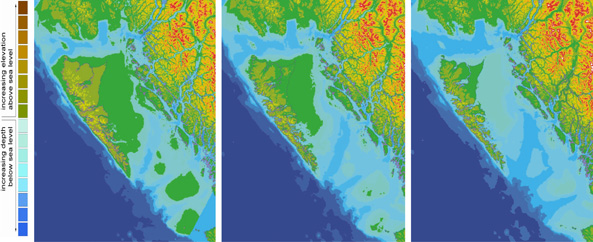 Carte illustrant l’histoire géologique des rivages de Haida Gwaii