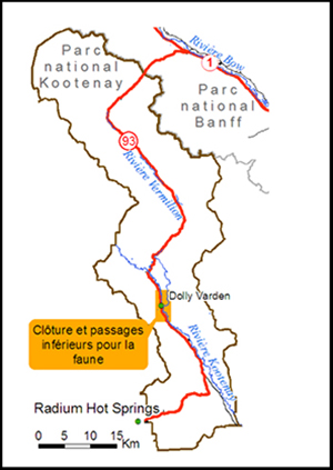 Carte de clôture et des passages inférieurs pour la faune