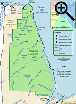 Carte du parc national Wapusk