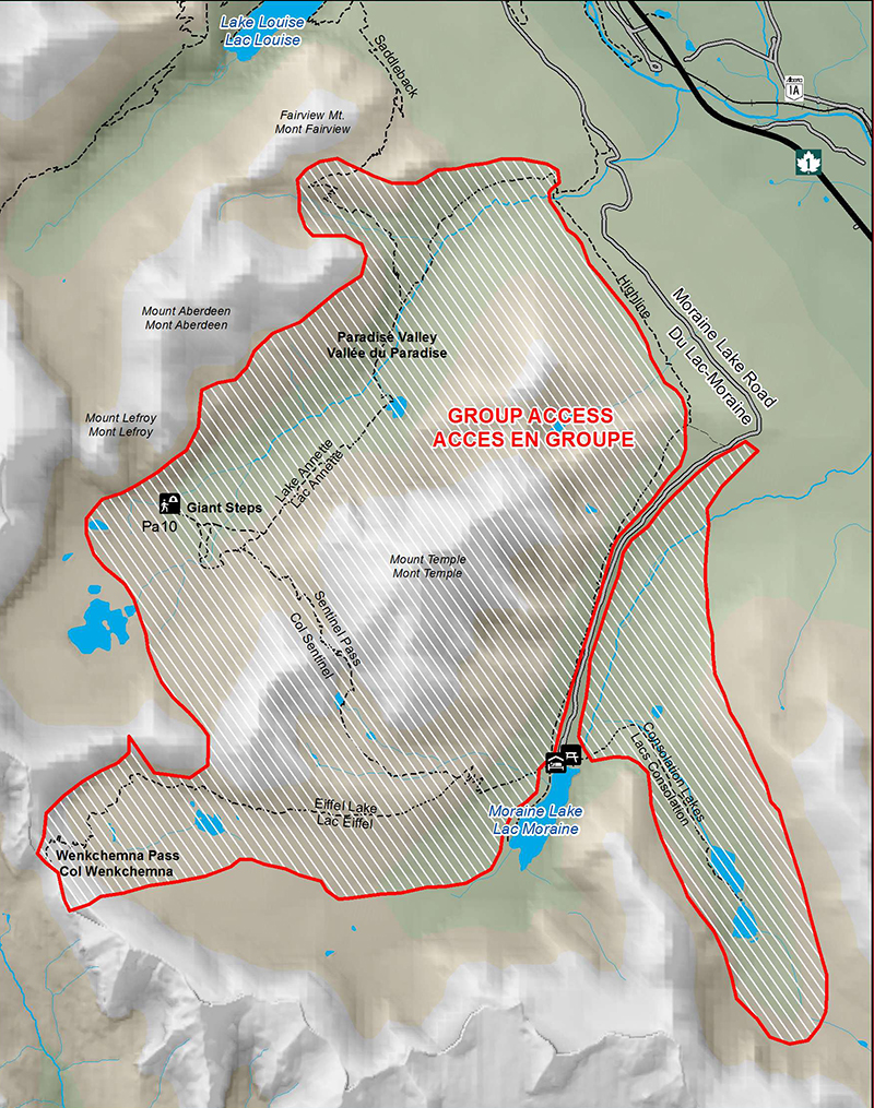 Seasonal trail restrictions in the Moraine Lake area