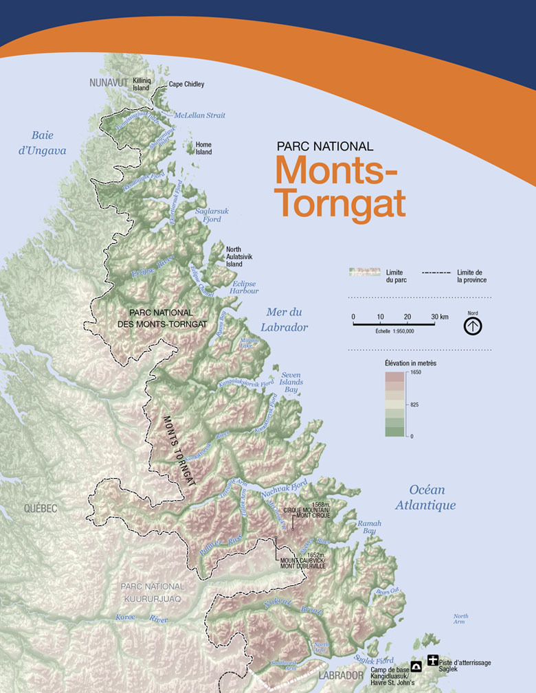 Carte du parc national du Canada des Monts-Torngat