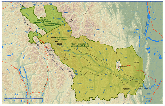 Carte de la réserve de parc national Nááts'ihch'oh