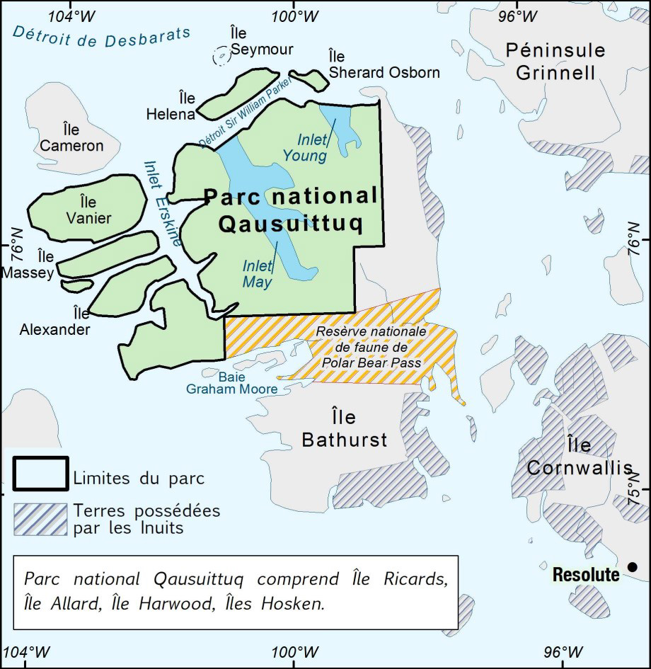 carte du parc national Qausuittuq