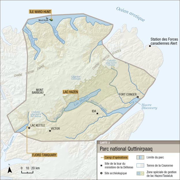 Carte 2 : Parc national Quttinirpaaq, version textuelle suit