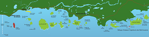 Carte des îles de l'ouest de l'archipel 