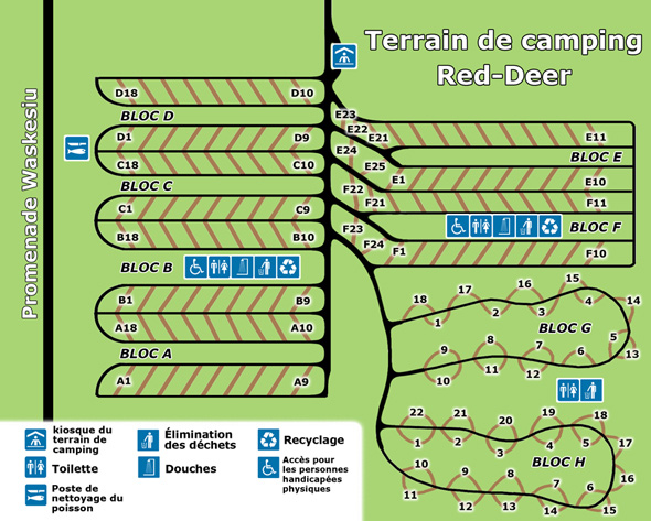 Carte du camping Red Deer