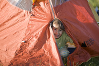 Small child in tent