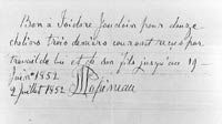 Bon du seigneur, signé par Louis-Joseph Papineau le 2 juillet 1852