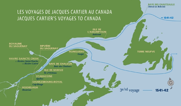 Carte du 3e voyage de Cartier 1541-1542